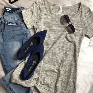 LuLaRoe Grey Microstripe Classic Tee NWT